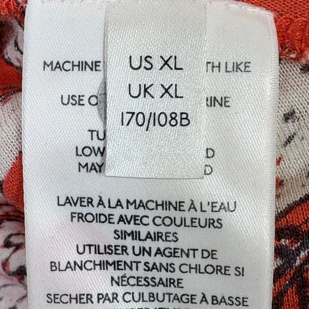 Free People Say The Word Ruched Front Floral‎ Long Sleeve Top Ruby Orange XL